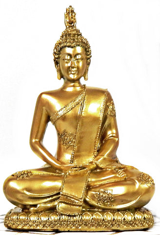 Bellaa 24221 Buddha Statues Meditating Seated Shakyamuni Sculpture Budha Figurine Sitting Praying 8 Inches