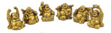 Bellaa 24245 Golden Laughing Buddha Statues Lucky Jolly Hotei Set of 6